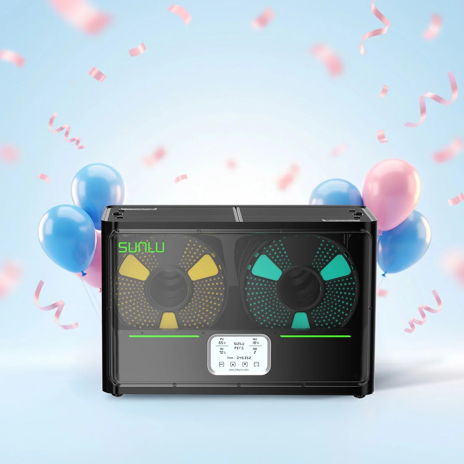 SUNLU FilaDryer S4, Temperature Balance and High Efficiency, the First Dryer for 4 Spools Capacity